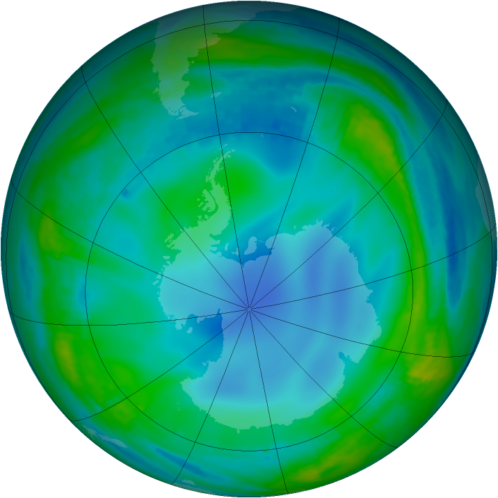 Antarctic ozone map for 19 June 2000